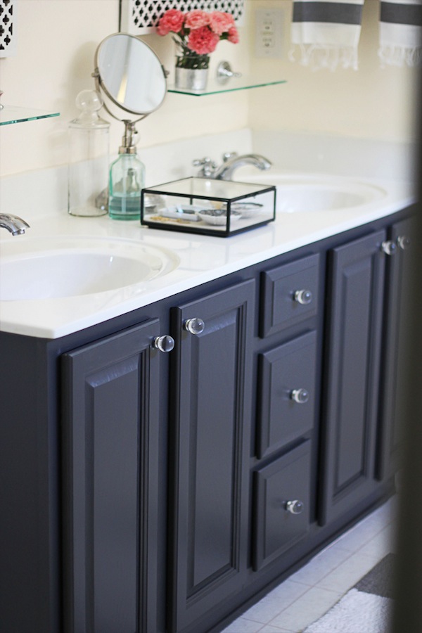 My Painted Bathroom Vanity Before and After Two Delighted