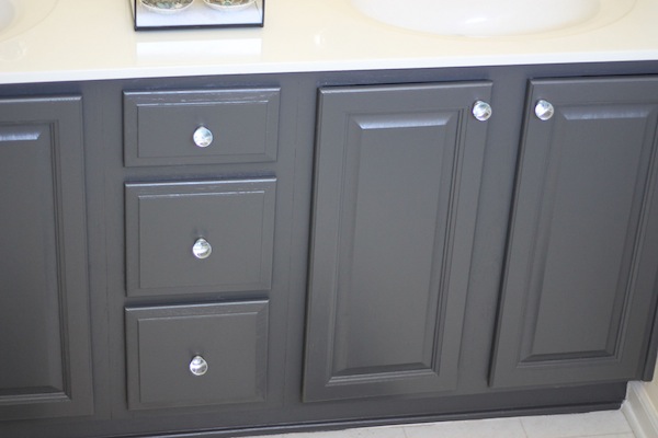 painted grey bathroom cabinets