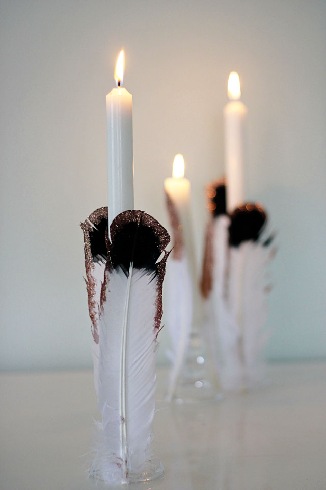 Feather candlestick diy 2